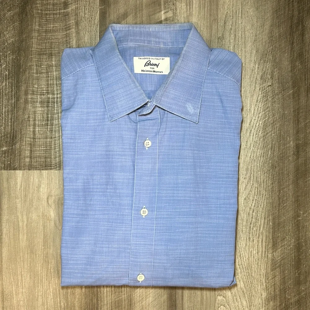 Brioni for Neiman Marcus Long Sleeve Button Down Shirt - 16.5 R